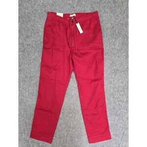 New Banana Republic Men Sz M Relaxed Red Linen Cotton Traveler Pull On Pant $130